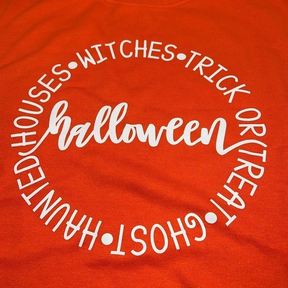 HALLOWEEN Crewneck Pullover Sweatshirt Orange Fall Various Sizes NEW!! - Picture 2 of 4